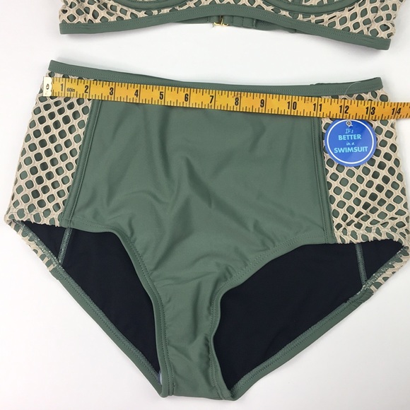 NWT Swimsuits For All high waisted Bikini green adjustable bra top flattering 14 - Picture 4 of 7